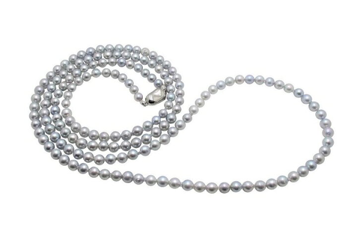 楽天市場】アコヤ真珠 ロング ネックレス 6.5-7.0mm 120cm グレー 
