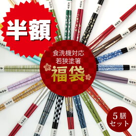箸 福袋 お箸工場が厳選した限定 福袋 5膳セット/ お箸 食洗機対応 若狭塗箸 お得 アソート お箸 若狭塗 塗り箸 抗菌 日本製 国産 滑り止め付 箸セット プレゼント ギフト おしゃれ 使いやすい 持ちやすい 母の日 土産 みやげ 敬老の日