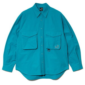 �y go slow caravan / FUNCTIONAL UTILITY SHIRT / BLUE �z�S�[�X���[�L�����o�� �V���c ���� �X�g���b�` ���� UV�J�b�g ���b�v�X�g�b�v �u���[ �^�[�R�C�Y �� �A�E�g�h�A