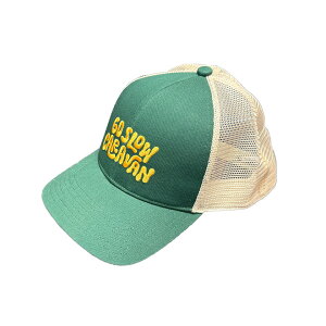 �y go slow caravan / HIPPIE LOGO TWILL MESH CAP / GREEN × NATURAL �z�S�[�X���[�L�����o�� �X�q ���b�V�� �L���b�v 6�p�l�� �J�[�u �X�i�b�v�o�b�N 2�g�[�� �t�H���X�g �O���[�� �i�`������ �A�C�{���[ �A�E