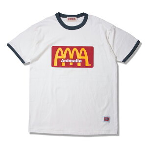 �y�\�񏤕i�z2026�N5�����{�`6�����{���ח\��y ANIMALIA / 6.2 oz S/S RINGER Tee - AMA / WHITE x DENIM �z �A�j�}���A ���� T�V���c �����K�[ �n���o�[�K�[ �z���C�g �� �f�j�� �C���f�B�S �l�C�r�[ ��