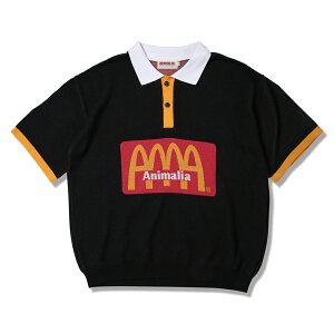 �y�\�񏤕i�z6�����ח\��y ANIMALIA / KNIT POLO SHIRTS - AMA / BLACK �z �A�j�}���A �|���V���c ���� �j�b�g �r�b�O�V���G�b�g �n���o�[�K�[ �u���b�N ��