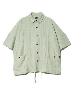 �y go slow caravan / SHIRRING LACE BIG S/S SHIRT / SAGE �z�S�[�X���[�L�����o�� �V���c ���� �V���[�����O ���[�X �W���K�[�h �X�g���b�` �r�b�O�V���G�b�g �Z�[�W