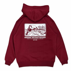 【 Greebie / Holiday resort Hoodie / BURGUNDY 】　グリービー　パーカー　フーディ　スウェット　バーガンディ　ワインレッド　レッド　赤　送料無料