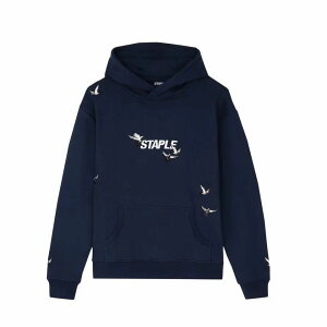 �y STAPLE / FLOCK LOGO HOODIE / NAVY �z�@�X�e�C�v���@�s�W�����@�p�[�J�[�@�t�[�f�B�@�X�E�F�b�g�@�l�C�r�[�@���@��������