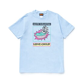 【 WORLD INDUSTRIES / LOVE CHILD SS TEE / LIGHT BLUE 】 ワールドインダストリーズ 半袖 Tシャツ ライトブルー 水色 スケートボード