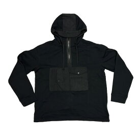 【 MISHKA / SWITCHING HALF ZIP HOODIE / BLACK 】　ミシカ　フーディ　パーカー　スウェット　ハーフジップ　ブラック　黒　送料無料