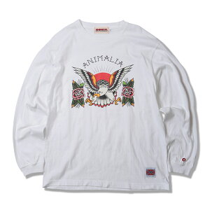 �y ANIMALIA / L/S Tee - Eagle & Roses / WHITE �z �A�j�}���A ���� �����O T�V���c ����T�@�C�[�O�� �h ���[�Y �o�� �z���C�g �� ��������