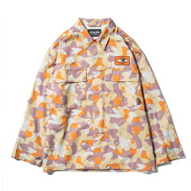 【 TOYMACHINE / CAMOUFLAGE MILITARY LOOSE FIT SHIRTS JACKET / ORANGE 】　トイマシーン　トイマ　シャツ　長袖　カモフラージュ　カモフラ　迷彩　ミリタリー　ワークシャツ　ルーズシルエット　オレンジ　送料無料