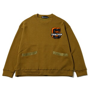 �y SABBAT13 / COLLAGE WIDE SWEAT / OLIVE �z �T�o�g�T�[�e�B�[�� �T�o�g13 �T�o�g �N���[�l�b�N �g���[�i�[ �T�K�� ���b�y�� �|�P�b�g �X�E�F�b�g �I���[�u