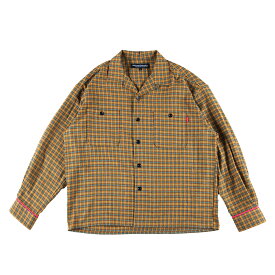 【 ROLLING CRADLE / PAJAMAS CHECK SHIRT / YELLOW 】 ローリングクレイドル ロリクレ 長袖 シャツ チェック フランネル オープンカラー 開襟 イエロー 黄