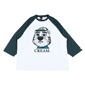 【 ROLLING CRADLE / CREAM RAGLAN / GREEN 】 ローリングクレイドル ロリクレ ラグラン Tシャツ USコットン 7分丈 グリーン 緑 ホワイト 白