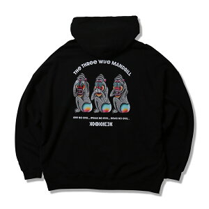 �y ANIMALIA / BIG SILHOUETTE P/O HOODIE - THE THREE WISE MANDRILL / BLACK �z �A�j�}���A �X�E�F�b�g �p�[�J�[ �t�[�f�B �r�b�O�V���G�b�g �u���b�N ��