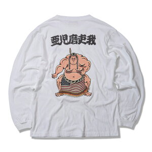 �y ANIMALIA / L/S TEE - SUMO WRESTLER / WHITE �z�A�j�}���A ���� T�V���c �z���C�g ���u�����h����T �u�����h����t�V���c �����Y �O���t�B�b�N����T �o�b�N�v�����g����t �����OT�V���c �O���t�B�b�N ��