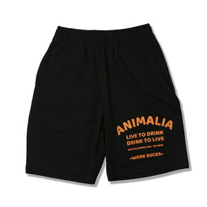 �y ANIMALIA / EAZY SHORTS - WORK SUCKS / BLACK �z�A�j�}���A �V���[�g�p���c �V���[�c �n�[�t�p���c �u���b�N ���u�����h�n�[�t�p���c �u�����h�V���[�g�p���c �����Y �R�b�g�� �n�[�t�p���c �C�[�W�[