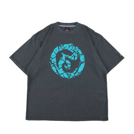 【 ROLLING CRADLE / CLASH LOGO PIGMENT TEE / BLACK 】 ローリングクレイドル ロリクレ 半袖 Tシャツ ピグメント ウォッシュ加工 ブラック 黒