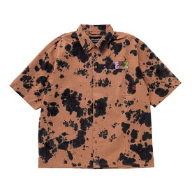 【 TOYMACHINE / TIE DYE SS LOOSE SHIRTS / LT BROWN 】 トイマシーン 半袖 シャツ ブラウン 茶 タイダイ ワイド ルーズ スケートボード