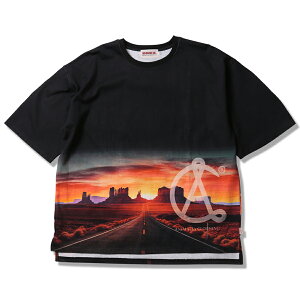 �y ANIMALIA / MONUMENT VALLEY BIG SILHOUETTE slit tee / BLACK PHOTO �z �A�j�}���A ���� T�V���c ���� �S�ʃv�����g �X���b�g ���j�������g�o���[ ��������