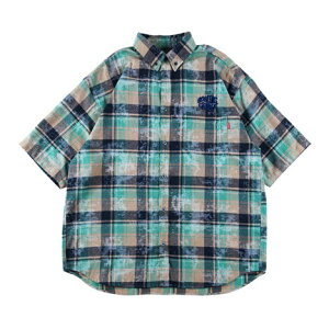 �y ROLLING CRADLE / BLEACH CHECK SHIRT / GREEN �z���[�����O�N���C�h�� �����N�� ���� �V���c �`�F�b�N �u���[�` �O���[�� �G�������h