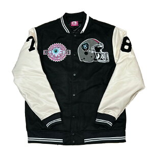�y MISHKA / Death Adders Varsity Jacket / BLACK × NATURAL �z�@�~�V�J �A�E�^�[ �W���P�b�g �X�^�W���� �f�X�A�_�[�Y �t�F�C�N ���U�[ �T�K�� �h�J �u���b�N �� �i�`������