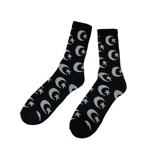 �y FOUNDATION / STAR & MOON REPEAT SOCK / BLACK �z �t�@���f�[�V���� �\�b�N�X �C�� �u���b�N �� ���� �X�P�[�g�{�[�h