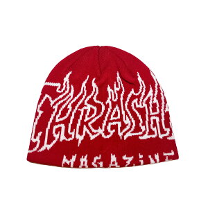 �y THRASHER / FIRE OUTLINED SKULLY BEANIE / RED �z �X���b�V���[ �j�b�g�L���b�v �j�b�g�X �r�[�j�[ ���b�h �� �X�P�[�g�{�[�h