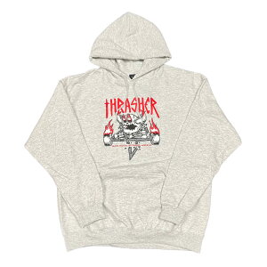 �y THRASHER / [THRASHER×TOY MACHINE] MONSTER-GRAM HOODIE / ASH �z �X���b�V���[ �g�C�}�V�[�� �X�E�F�b�g �p�[�J�[ �t�[�f�B �A�b�V�� �O���[ �D �X�P�[�g�{�[�h