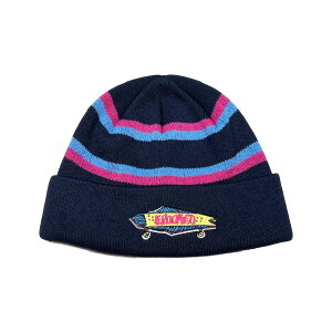 �y KROOKED / BORED CUFF BEANIE / NAVY × BLUE × MAGENTA �z �N���L�b�h �j�b�g�L���b�v �r�[�j�[ �j�b�g�X �X�q �{�[�_�[ �l�C�r�[ �� �X�P�[�g�{�[�h �}�[�N�S���U���X