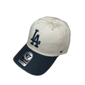 【 '47 / CLEAN UP GRAND STAND Dodgers / BONE ×VINTAGE NAVY 】 フォーティーセブン ベースボール キャップ MLB ドジャース ストラップバック ナチュラル オフホワイト アイボリー ツートーン