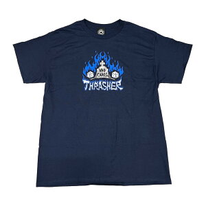 �y THRASHER / WHO CARES S/S TEE / NAVY �z �X���b�V���[ �g�C�}�V�[�� ���� T�V���c �l�C�r�[ �� �X�P�[�g�{�[�h NECKFACE �l�b�N�t�F�C�X