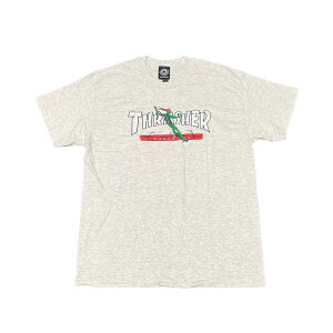 �y THRASHER / RED CURB BY LSD WORLDPEACE S/S TEE / ASH �z �X���b�V���[ ���� T�V���c �A�b�V�� �O���[ �D �X�P�[�g�{�[�h