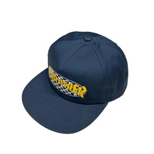 �y THRASHER / CHECKERED OVAL SNAPBACK / NAVY �z �X���b�V���[ �X�q �L���b�v �X�i�b�v�o�b�N �l�C�r�[ �� �X�P�[�g�{�[�h
