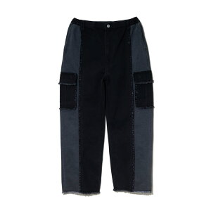 �y go slow caravan / DENIM CUT OFF CARGO PANTS / BLACK �z�S�[�X���[�L�����o�� �{�g���X �p���c �f�j�� ���C�h ���� �J�b�g�I�t �؂���ςȂ� �؂�Ԃ� �u���b�N �� �A�E�g�h�A