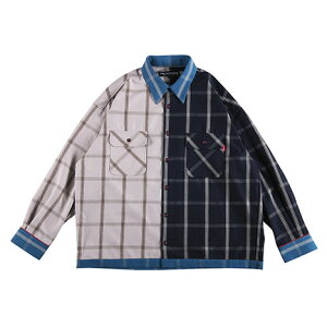 �yROLLING CRADLE / COMBINATION SHIRT / NAVY �z ���[�����O�N���C�h���@�����N���@�V���c�@�`�F�b�N�V���c�@�l�C�r�[�@���@�i�`�������@�o�C�J���[�@�I�[�o�[�V���G�b�g�@��������