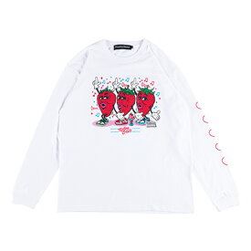 【 ROLLING CRADLE / STRAWBERRY LONGSLEEVE / WHITE 】　ローリングクレイドル　ロリクレ　Tシャツ　ロングスリーブ　ロンT　ホワイト　白　　送料無料