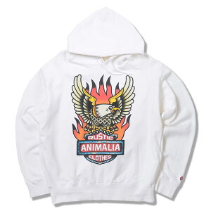 �y ANIMALIA / NO POCKET HOODIE - Mortor - / WHITE �z �A�j�}���A �p�[�J�[ �X�E�F�b�g �t�[�f�B �z���C�g �� ��������