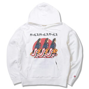 �y ANIMALIA / HOODIE - Geisha - / WHITE �z �A�j�}���A�@�p�[�J�[ �t�[�f�B �X�E�F�b�g�@�z���C�g�@���@��������
