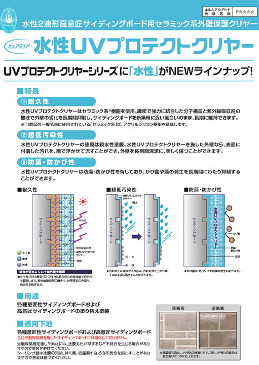 楽天市場】ピュアライド水性UVプロテクトクリヤー 艶有り 15kgセット 