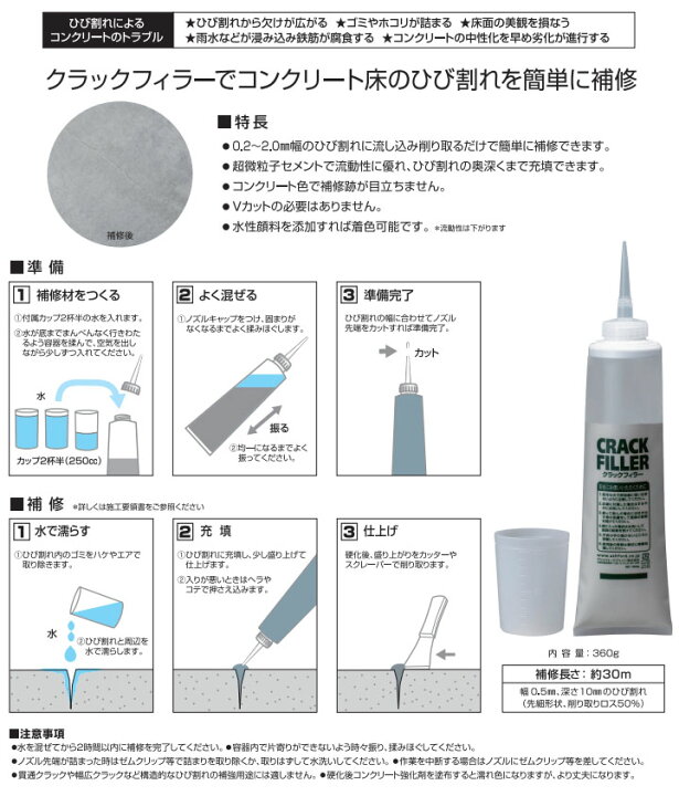 楽天市場】クラックフィラー コンクリート色 360g×10本セット 
