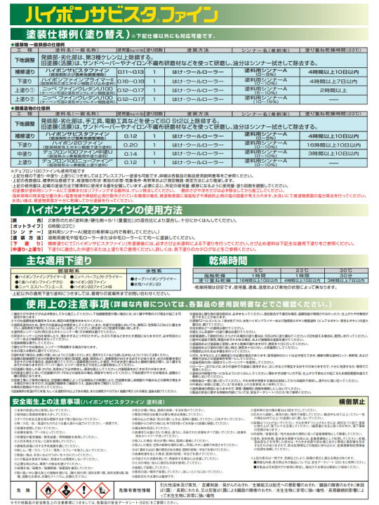 楽天市場】ハイポンサビスタファイン 15kgセット(塗料液)13.5kg、(硬化 