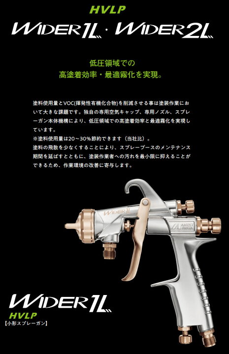 楽天市場】アネスト岩田 小形スプレーガン WIDER1L-2-14J2S 吸上式 