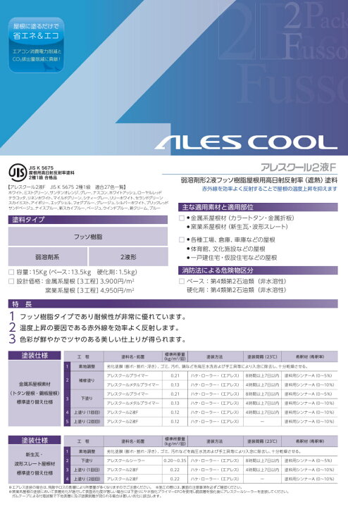 楽天市場】アレスクール2液F 15kg 関西ペイント/弱溶剤/屋根用/ニ液 