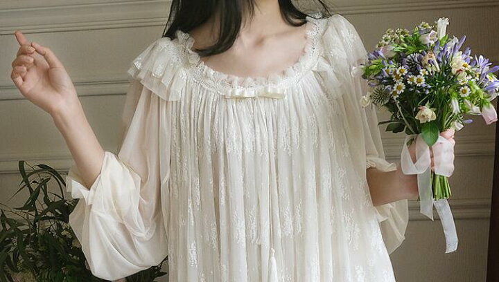 楽天市場 送料無料 レディース パジャマ ネグリジェ 快適パジャマ 長袖パジャマ 部屋着 ルームウェア 大きいサイズ 女性 パジャマワンピース 姫系 レースパジャマ 体型カバー 婦人パジャマ 寝間着 寝巻き ナイトウェア ランジェリー ネグリジェ オシャレ 可愛い 春夏