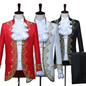 【送料無料】舞台衣装 メンズ 大人 イベント 学園祭 演劇 演奏会 スーツ 男性用 ステージ衣装 メンズ スーツ 欧米宮廷風演出服 4点セット 長袖 スーツジャケット 王子様 ハロウィン 仮装 変