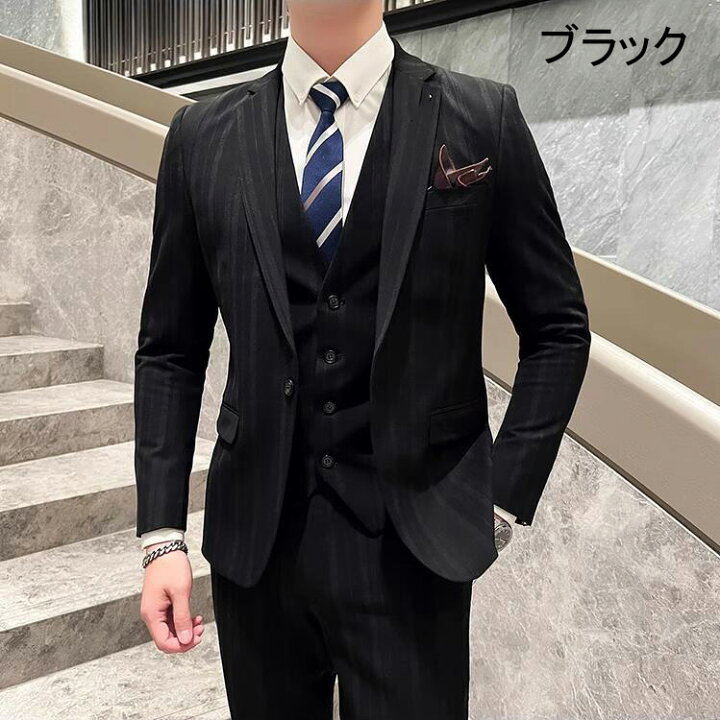 楽天市場】【送料無料】結婚式スーツ 3点セット ジャケット+ベスト+ 