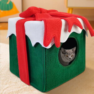 【 送料無料】クリスマスペットハウス 猫ハウス 猫小屋 野外 ペット 防寒対策 秋冬用 猫ハウス 暖かい 屋外 室外 組立簡単 丸洗い可 猫ボックスハウス 可愛い ペットハウス クリスマスプレ