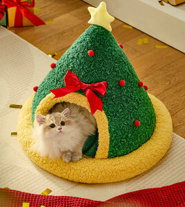 【 送料無料】猫ハウス 可愛い クリスマス猫ハウス ふわふわ キャットハウス 猫小屋 秋冬用 屋外 室外 野外 ペット ペットハウス クリスマスツリー型 暖かい ペットハウス 猫ハウス 防寒対