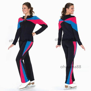 【送料無料】アイススケート衣装 セットアップ フィギュアスケート衣装 練習着 上着+パンツ 子供 大人 長袖 トップス レギンス スケートウエア 上下セット 大きいサイズ アイスダンス ステ