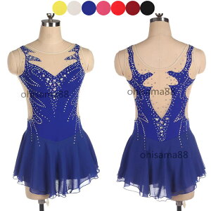 【送料無料】フィギュアスケート衣装 競技着 キラキラ スケート衣装 スケートドレス 試験 練習着 袖なし ドレス 子供 大人 アイス衣装 アイススケートウェア 可愛い レッスン用 ダンスドレ