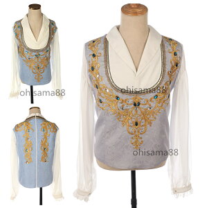 【送料無料】アイススケートウェア 上着 舞台 ダンスウェア フィギュアスケート衣装 ブラウス メンズ 練習着 長袖 レッスン用 トップス アイスダンス ダンス衣装 試験 スタンダード イベン